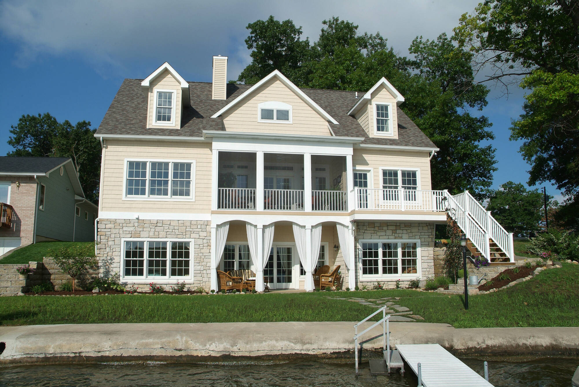 Custom Home Lake Frontage View